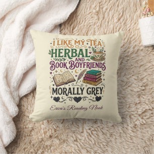 Morally Grey Book Boyfriend Herbal Tea Book Club Cushion