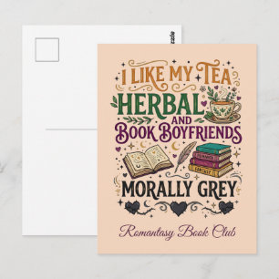 Morally Grey Book Boyfriend Herbal Tea Book Club Postcard