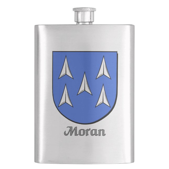 Moran Heraldic Shield Hip Flask (Front)