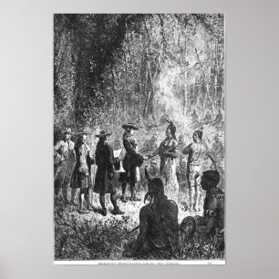 Moravian Missionaries Among the Indians Poster