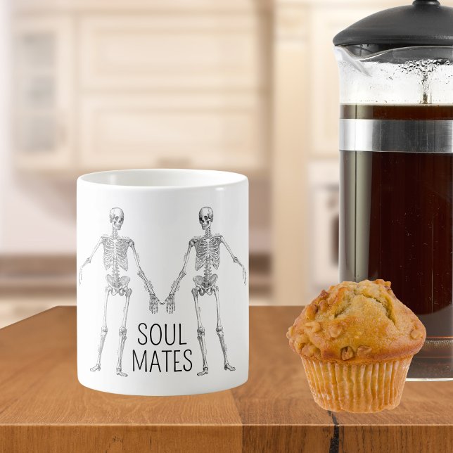 Morbid Skeleton Marriage Humour Soul Mates  Coffee Mug (Also available in personalized version. )
