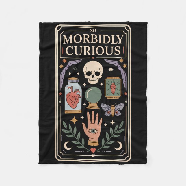 Morbidly Curious Oddities Shirt Gothic Witchy Vibe Fleece Blanket (Front)