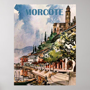 Morcote coastline, lake Lugano, Switzerland Poster