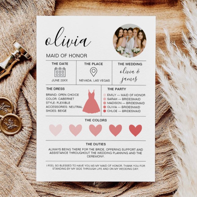 Morden Bridesmaid Information & Proposal Card (Morden Bridesmaid Information & Proposal Card)