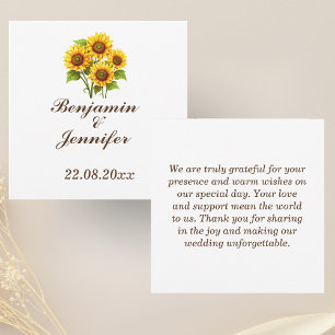 Mordern Elegant Rustic Boho Sunflower Wedding Thank You Card