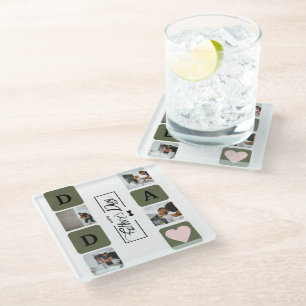 Mordern Photo Collage Father's Day Glass Coaster