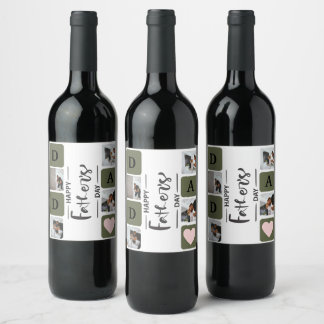 Mordern Photo Collage Father's Day Wine Label