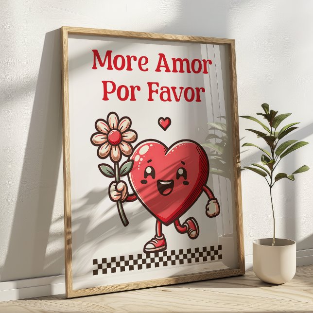 More Amor Por Favour Heart Mascot Love Art Print (Creator Uploaded)