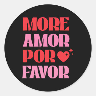 More Amor Por Favour Retro Love Valentine Aestheti Classic Round Sticker