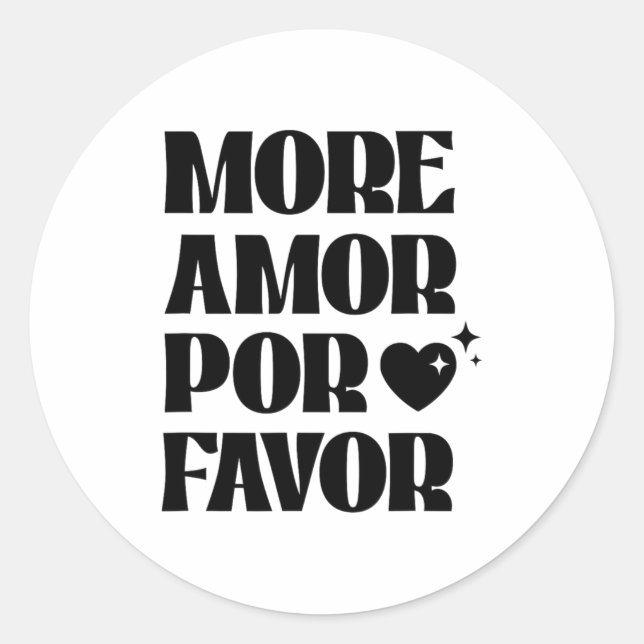 More Amor R Favor Retro Love Valentine Aestheti  Classic Round Sticker (Front)