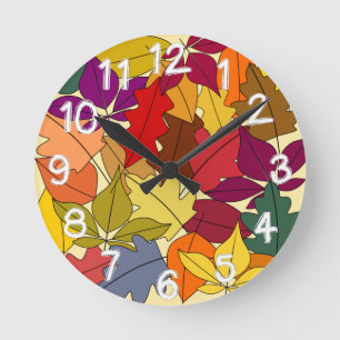 More Autumn Leaves Round Clock