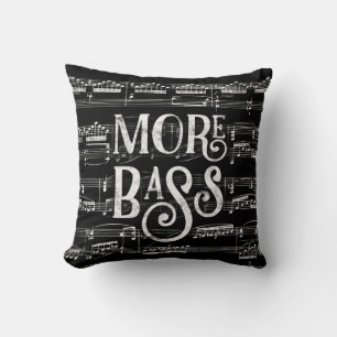 More Bass Chalkboard - Black White Music Cushion