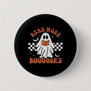More Books Cute Ghost Reading Book Teacher Hallowe 6 Cm Round Badge