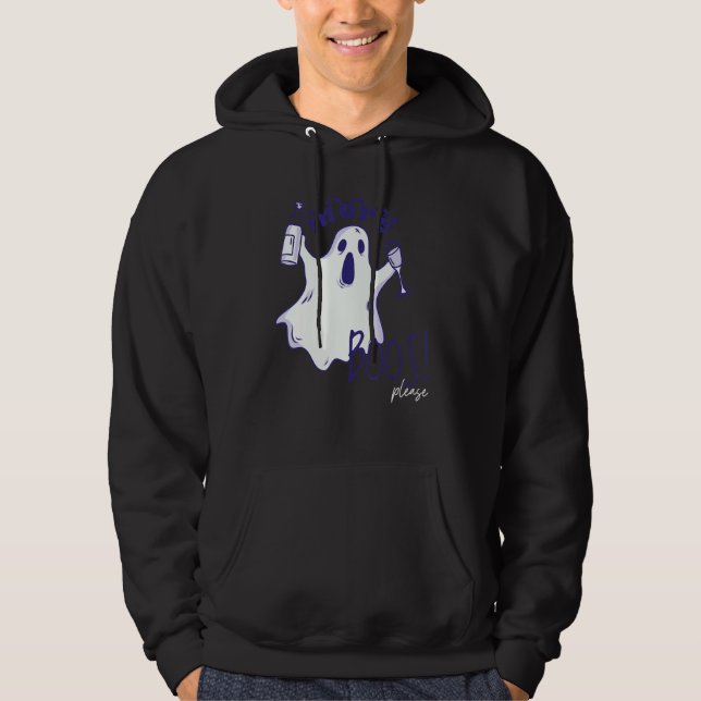 More Boos Please Ghost Beer Drinking  Halloween Gr Hoodie (Front)