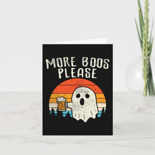 More Boos Please Ghost Beer Retro Halloween Drinki Card (Front)