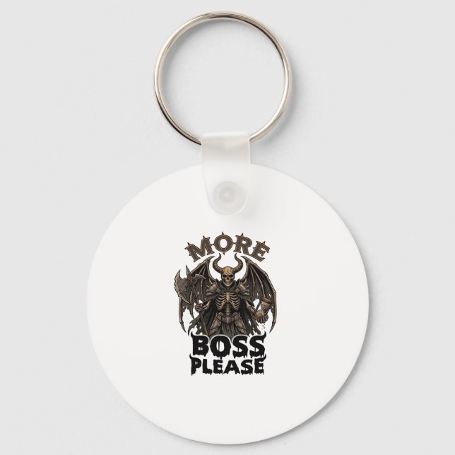 More Boss Please Halloween Demon Skeleton Axe Hour Key Ring (Front)