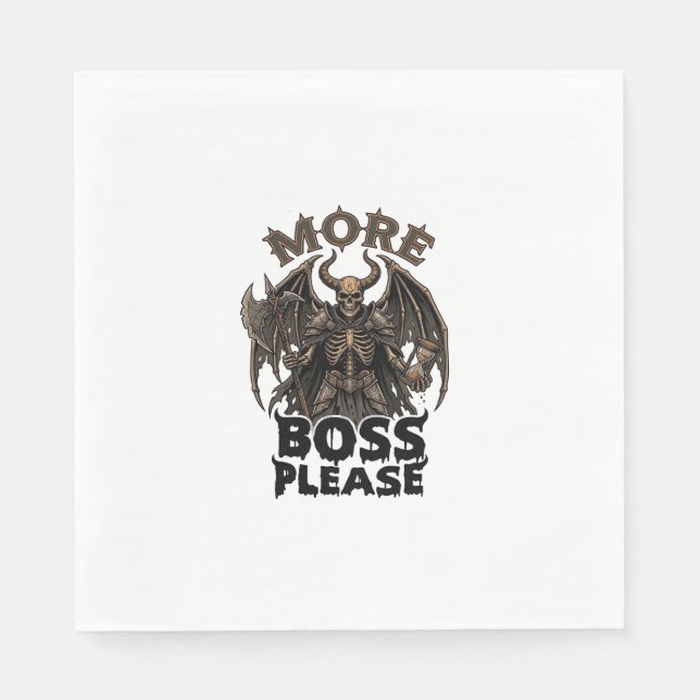 More Boss Please Halloween Demon Skeleton Axe Hour Napkin (Front)
