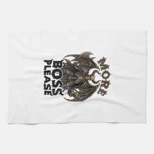 More Boss Please Halloween Demon Skeleton Axe Hour Tea Towel