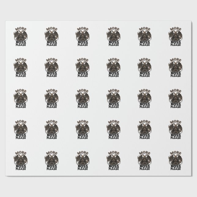 More Boss Please Halloween Demon Skeleton Axe Hour Wrapping Paper (Flat)