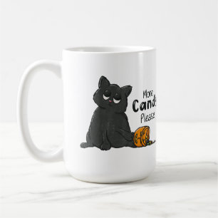 More Candy Please Halloween Black Cat Coffee Mug