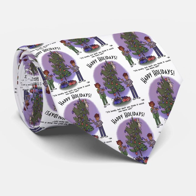 More Cat Christmas Neck Tie (Rolled)