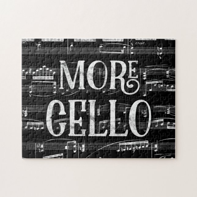 More Cello Chalkboard - Black White Music Jigsaw Puzzle (Horizontal)