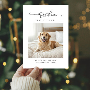 More Cheer Minimalist Dog Christmas Photo Holiday Card