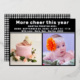 More cheer this year cute 3 photo Christmas Foil Holiday Card