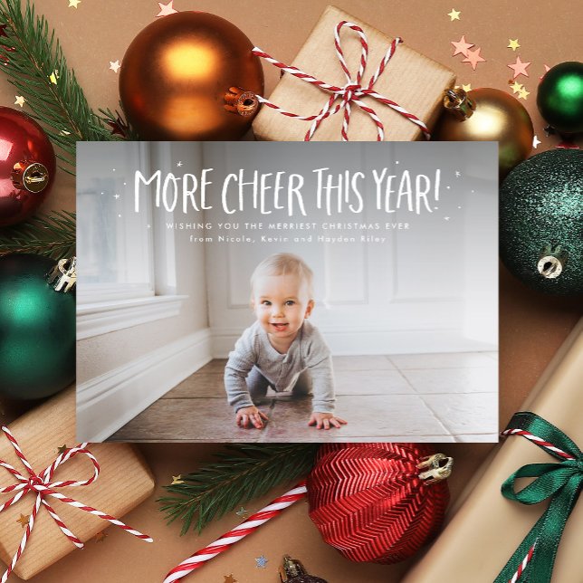 More cheer this year fun cute one photo Christmas Holiday Card (Creator Uploaded)