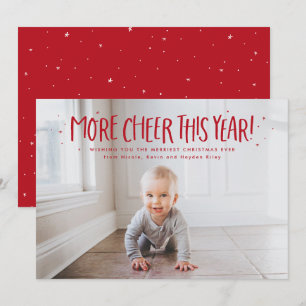 More cheer this year fun one photo red Christmas Holiday Card