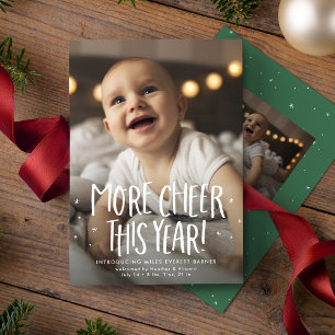 More cheer this year two photo green Christmas Holiday Card