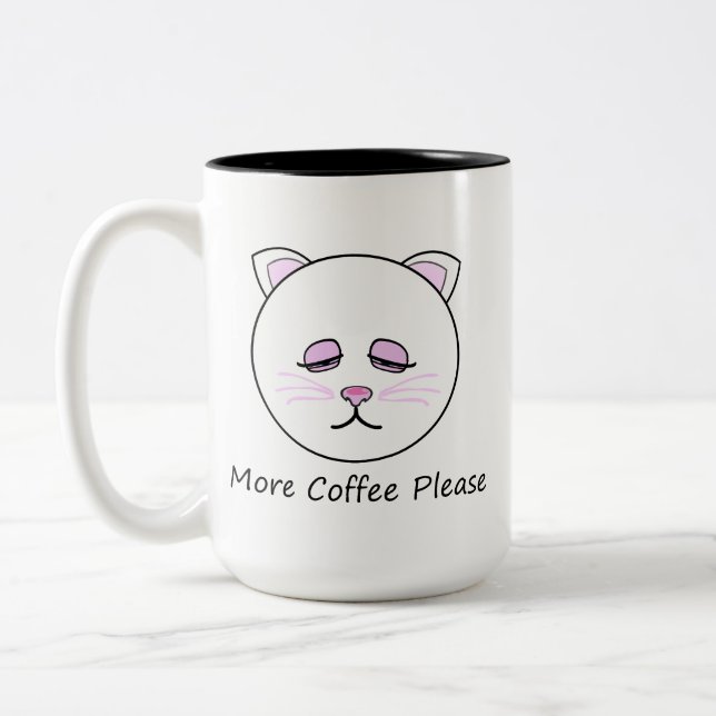 More Coffee Cat Two-Tone Coffee Mug (Left)
