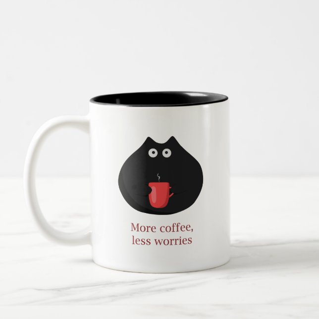 More coffee less worries Two-Tone coffee mug (Left)