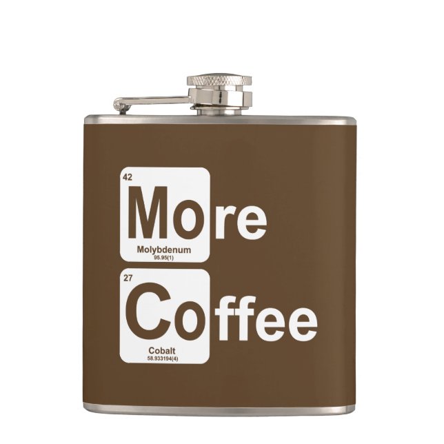 More Coffee Periodic Table Hip Flask (Front)