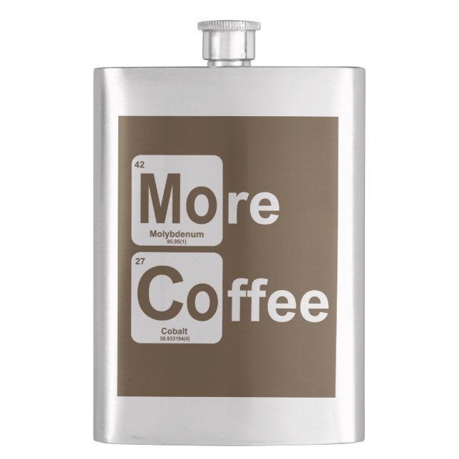 More Coffee Periodic Table Hip Flask (Front)