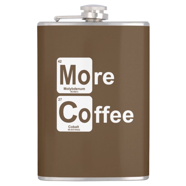 More Coffee Periodic Table Hip Flask (Front)