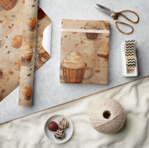 More Coffee Watercolor Rustic Vintage No3 Wrapping Paper