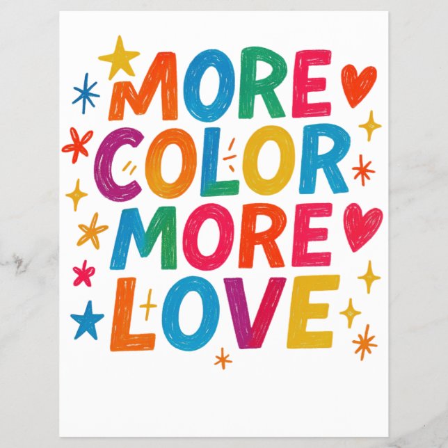 More Colour More Love Playful Rainbow Typography  Flyer (Front)