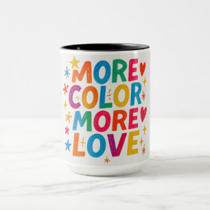 More Colour More Love Playful Rainbow Typography Mug