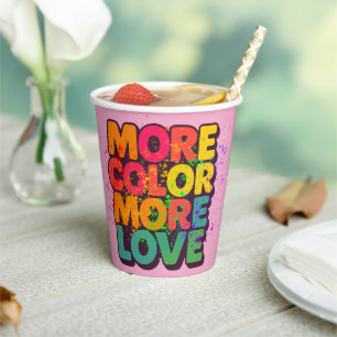 More Colour More Love Playful Typography Design Paper Cups