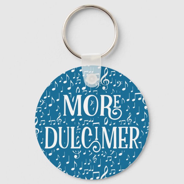More Dulcimer - Blue White Music Key Ring (Front)