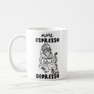 More Espresso Less Depresso Cat Coffee Mug