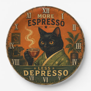 More Espresso Less Depresso Cat Paper Plate