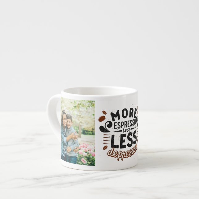 More Espresso Less Depresso personalised 2 photo Cup (Front Left)