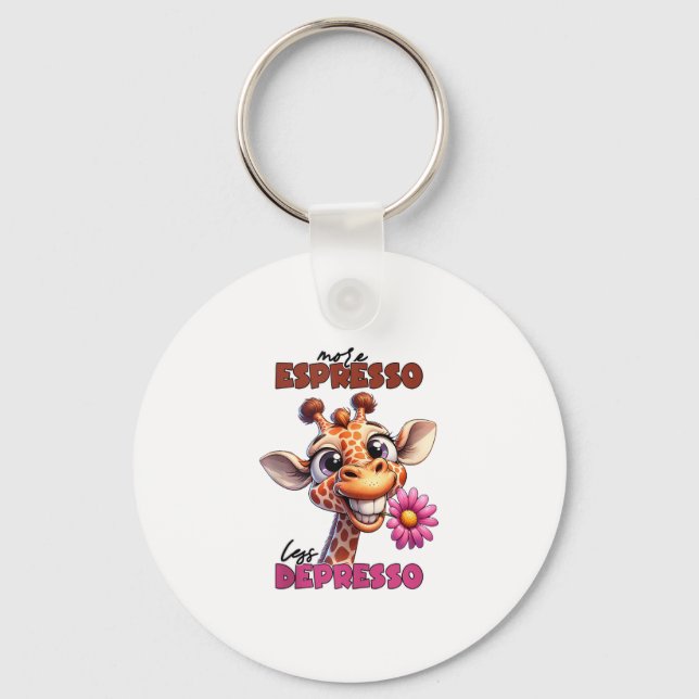 More espresso less depresso Spruch Kaffee Espresso Key Ring (Front)
