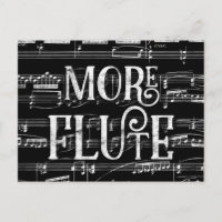 More Flute Chalkboard - Black White Music