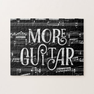 More Guitar Chalkboard - Black White Music Jigsaw Puzzle