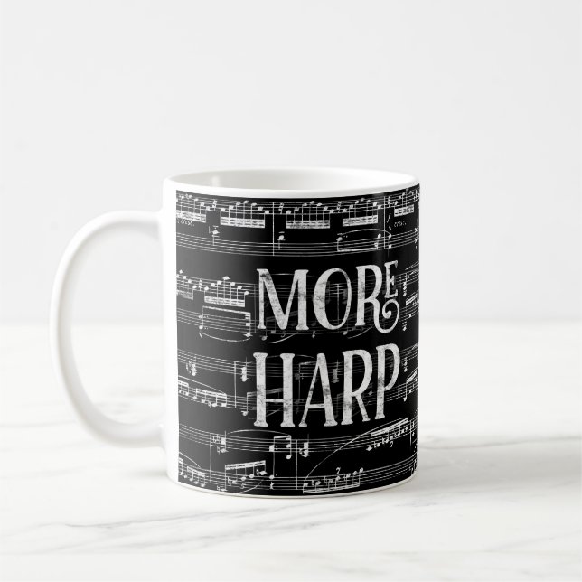 More Harp Chalkboard - Black White Music Coffee Mug (Left)