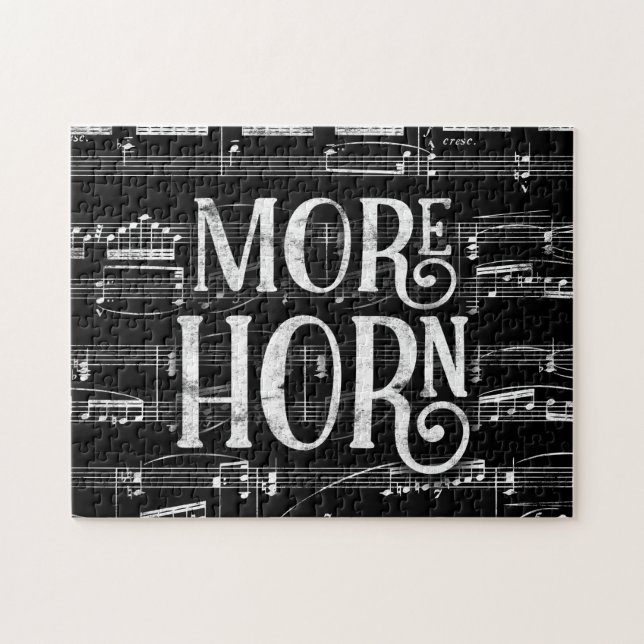 More Horn Chalkboard - Black White Music Jigsaw Puzzle (Horizontal)