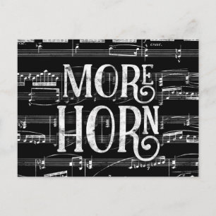 More Horn Chalkboard - Black White Music Postcard